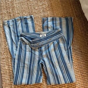 Vintage 90s 2000s Free People Striped Bell-Flare Pants
